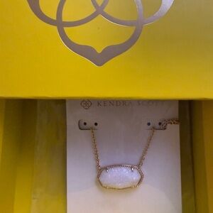 Elisa Gold Pendant Necklace in White Lab Grown Opal New with Tags